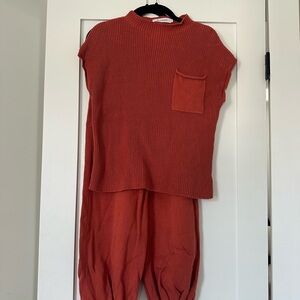 Rust Sleeveless Top and Pants Set